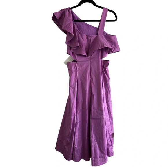 NWT Veronica Beard Beilla One-Shoulder Midi Dress Vivid Orchid - Picture 11 of 15